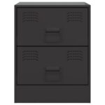 Tables de chevet 2 pcs noir 34,5x39x44 cm acier – Image 3