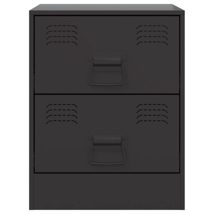 Tables de chevet 2 pcs noir 34,5x39x44 cm acier – Image 3