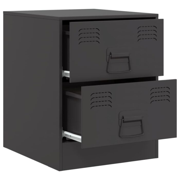 Tables de chevet 2 pcs noir 34,5x39x44 cm acier – Image 5