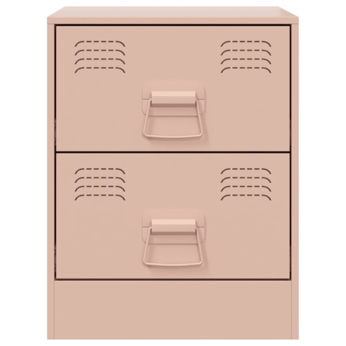 Table de chevet rose 34,5x39x44 cm acier – Image 4