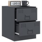 Tables de chevet 2 pcs anthracite 34,5x39x44 cm acier – Image 2