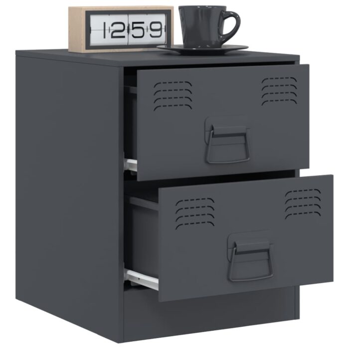 Tables de chevet 2 pcs anthracite 34,5x39x44 cm acier – Image 2