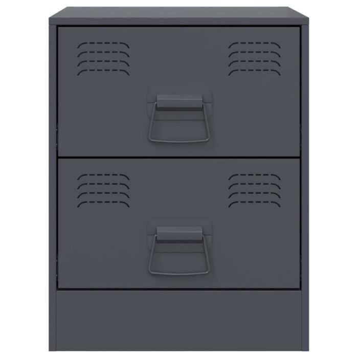 Tables de chevet 2 pcs anthracite 34,5x39x44 cm acier – Image 3