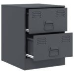 Tables de chevet 2 pcs anthracite 34,5x39x44 cm acier – Image 5