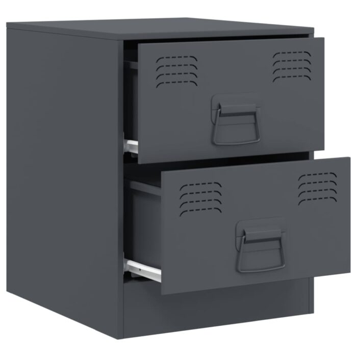 Tables de chevet 2 pcs anthracite 34,5x39x44 cm acier – Image 5