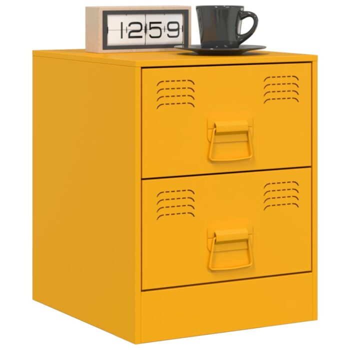 Table de chevet jaune 34,5x39x44 cm acier – Image 3