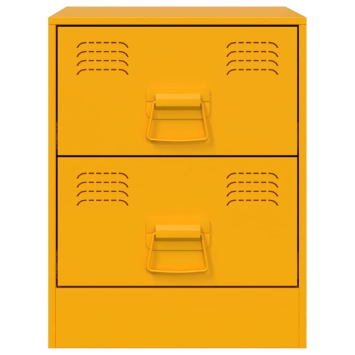 Table de chevet jaune 34,5x39x44 cm acier – Image 4