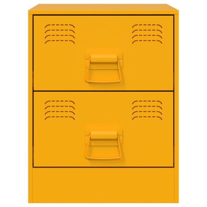 Tables de chevet 2 pcs jaune 34,5x39x44 cm acier – Image 3