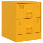 Tables de chevet 2 pcs jaune 34,5x39x44 cm acier – Image 4
