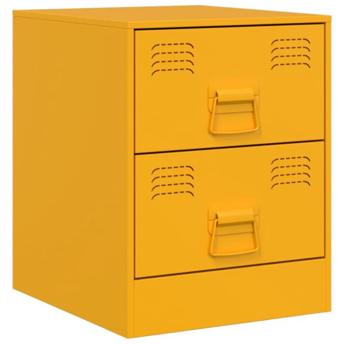 Tables de chevet 2 pcs jaune 34,5x39x44 cm acier – Image 4