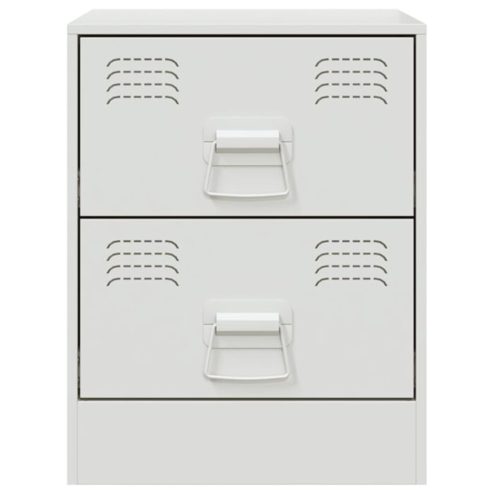 Table de chevet blanc 34,5x39x44 cm acier – Image 4