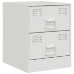 Tables de chevet 2 pcs blanc 34,5x39x44 cm acier – Image 3