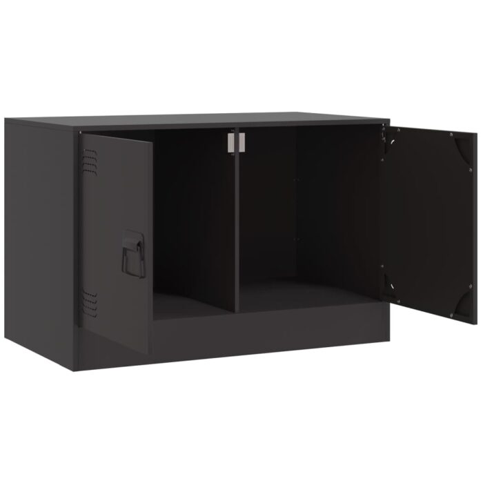 Meubles TV 2 pcs noir 67x39x44 cm acier – Image 5