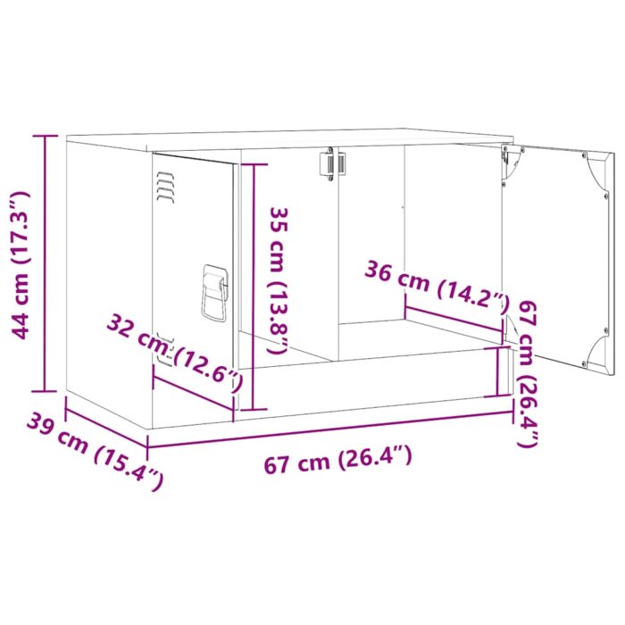 Meuble TV rose 67x39x44 cm acier – Image 11