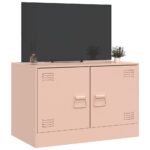 Meuble TV rose 67x39x44 cm acier – Image 2
