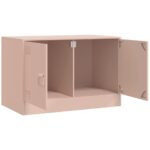 Meuble TV rose 67x39x44 cm acier – Image 4
