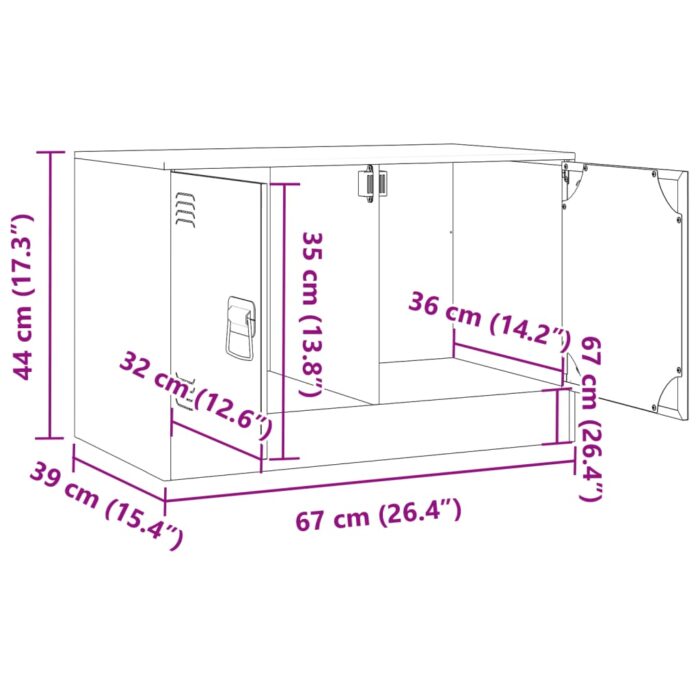 Meuble TV anthracite 67x39x44 cm acier – Image 10