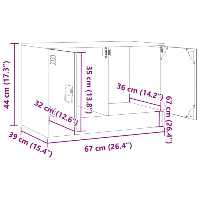 Meuble TV anthracite 67x39x44 cm acier – Image 12