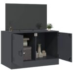 Meuble TV anthracite 67x39x44 cm acier – Image 2