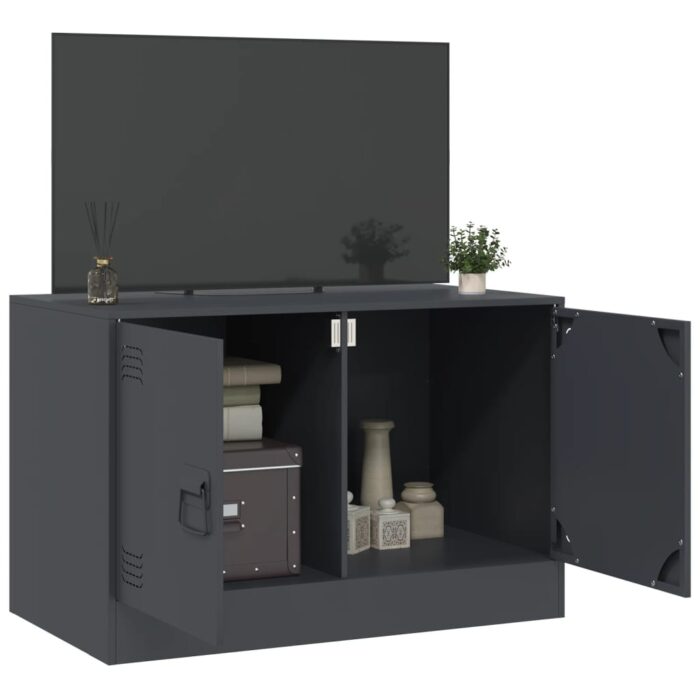 Meuble TV anthracite 67x39x44 cm acier – Image 2
