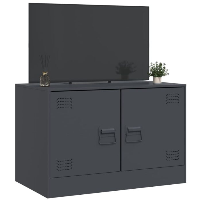 Meuble TV anthracite 67x39x44 cm acier – Image 3