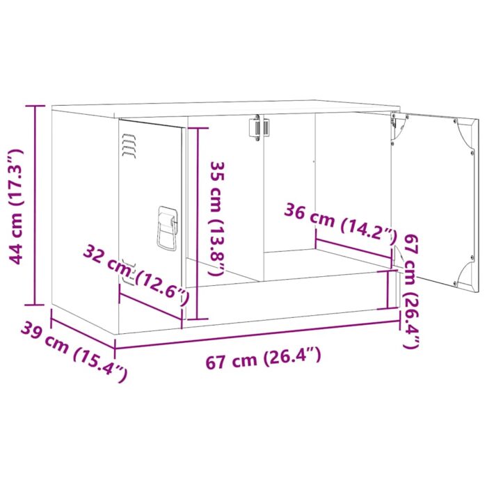 Meuble TV jaune moutarde 67x39x44 cm acier – Image 12