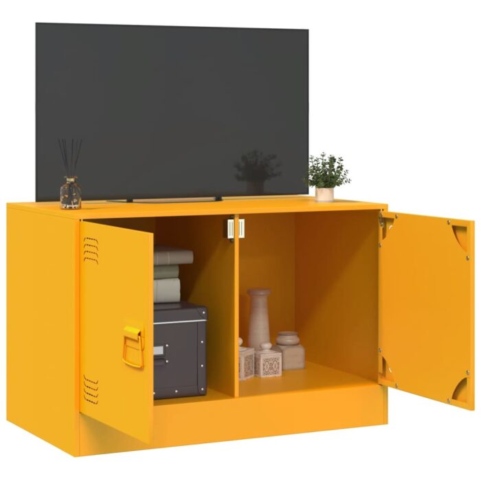 Meuble TV jaune moutarde 67x39x44 cm acier – Image 2