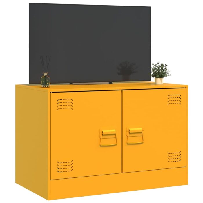 Meuble TV jaune moutarde 67x39x44 cm acier – Image 3