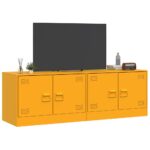Meubles TV 2 pcs jaune moutarde 67x39x44 cm acier – Image 2