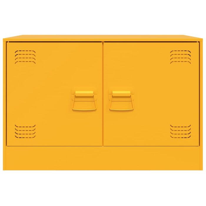 Meubles TV 2 pcs jaune moutarde 67x39x44 cm acier – Image 3
