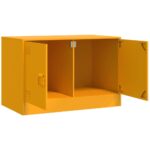 Meubles TV 2 pcs jaune moutarde 67x39x44 cm acier – Image 4