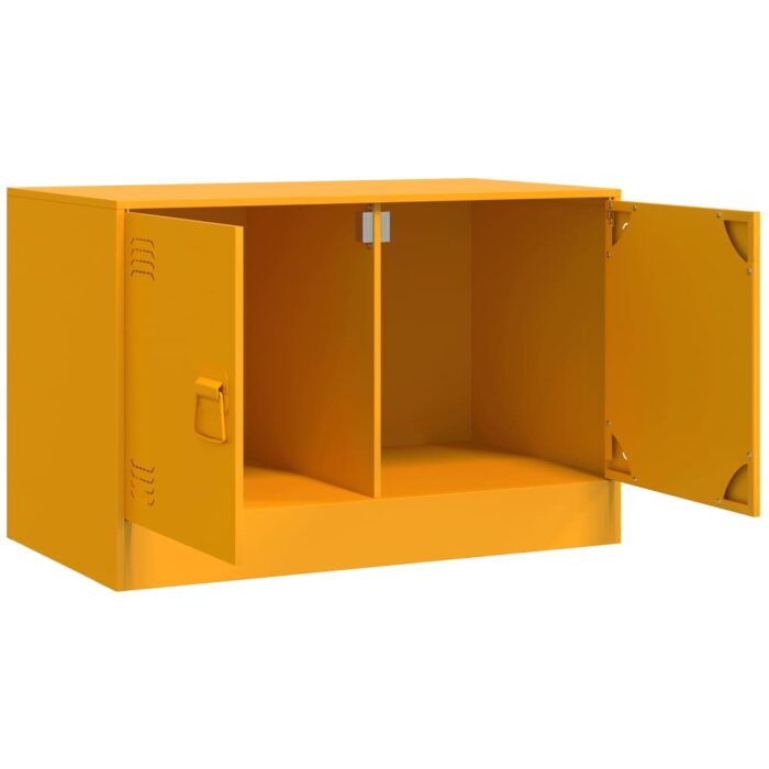 Meubles TV 2 pcs jaune moutarde 67x39x44 cm acier – Image 4