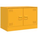 Meubles TV 2 pcs jaune moutarde 67x39x44 cm acier – Image 5