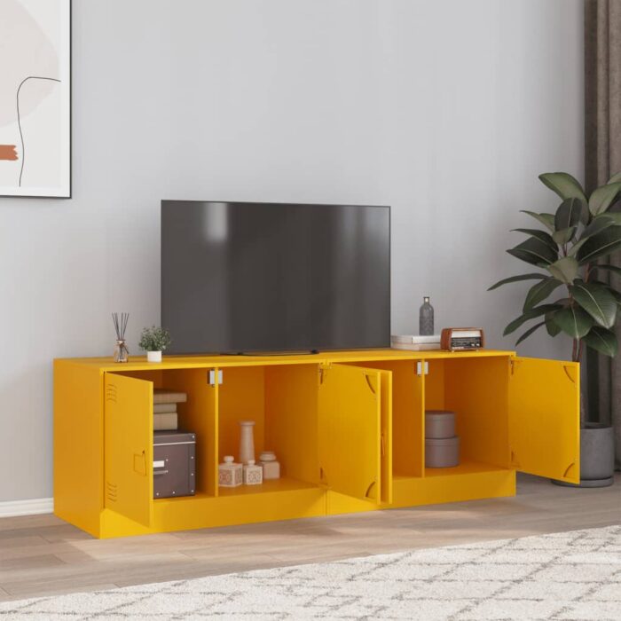Meubles TV 2 pcs jaune moutarde 67x39x44 cm acier – Image 1