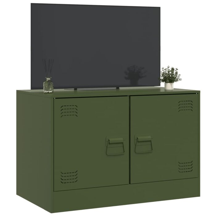 Meuble TV vert olive 67x39x44 cm acier – Image 3