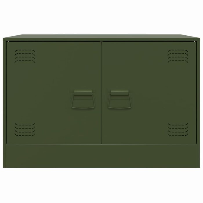 Meuble TV vert olive 67x39x44 cm acier – Image 4