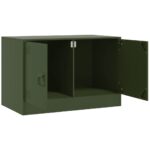 Meuble TV vert olive 67x39x44 cm acier – Image 5