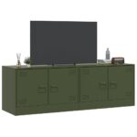 Meubles TV 2 pcs vert olive 67x39x44 cm acier – Image 2