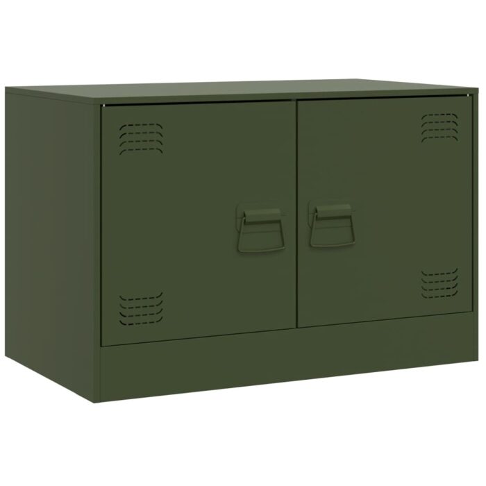 Meubles TV 2 pcs vert olive 67x39x44 cm acier – Image 3