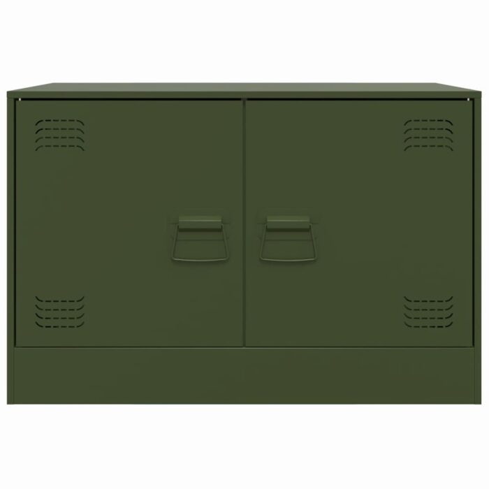 Meubles TV 2 pcs vert olive 67x39x44 cm acier – Image 4