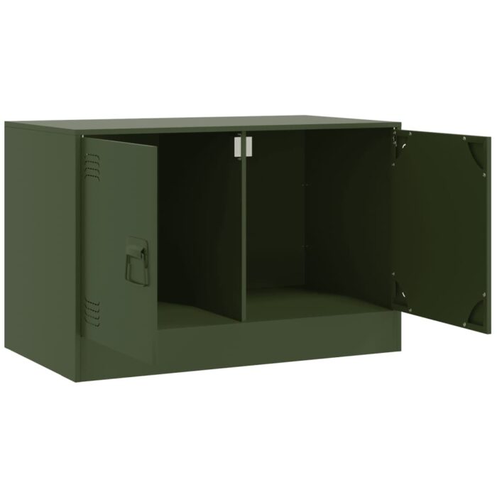 Meubles TV 2 pcs vert olive 67x39x44 cm acier – Image 5
