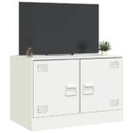 Meuble TV blanc 67x39x44 cm acier – Image 3