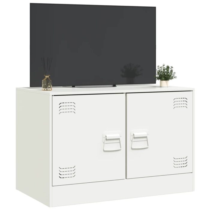 Meuble TV blanc 67x39x44 cm acier – Image 3