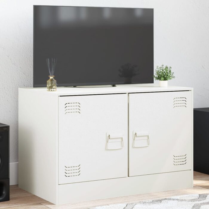 Meuble TV blanc 67x39x44 cm acier – Image 1