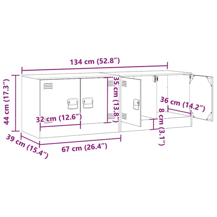 Meubles TV 2 pcs blanc 67x39x44 cm acier – Image 12