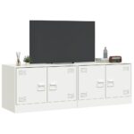 Meubles TV 2 pcs blanc 67x39x44 cm acier – Image 2