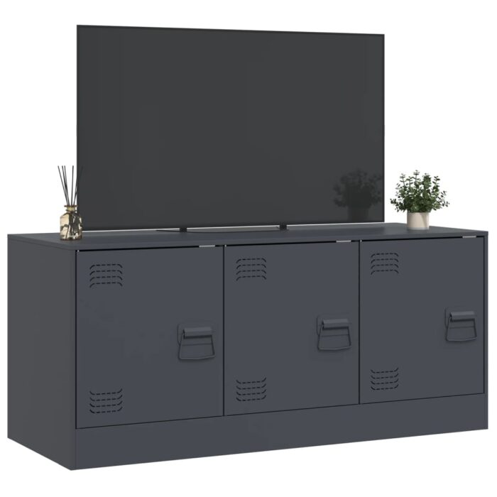 Meuble TV anthracite 99x39x44 cm acier – Image 3