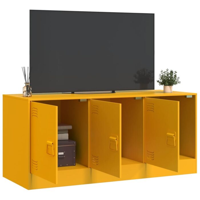 Meuble TV jaune moutarde 99x39x44 cm acier – Image 2