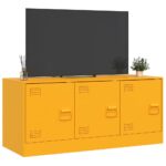 Meuble TV jaune moutarde 99x39x44 cm acier – Image 3