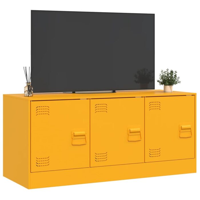 Meuble TV jaune moutarde 99x39x44 cm acier – Image 3